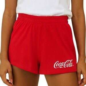 Coca Cola Women's Lounge Shorts Red Elastic Waistband Logo Casual Activewear‎ L